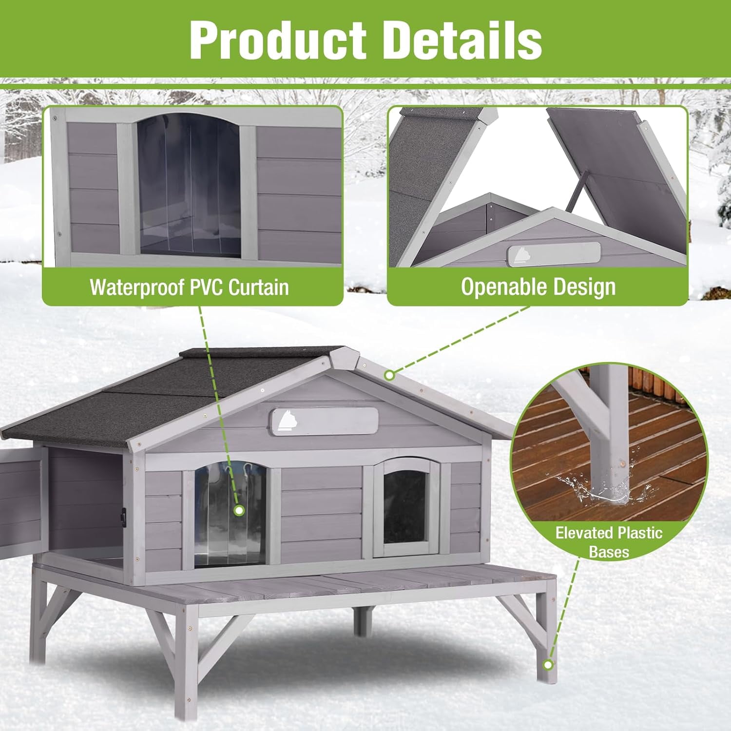 MEDEHOO Heated Cat House Large Insulated Cat House Outdoor Weatherproof Feral Cat Shelter with Heated Pad, Insulated All-Round Thermal Liner for 1-4 Cats (Winter-Ready)