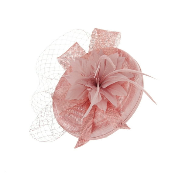Chic Headwear Bow w/ Center Flower Veil Fascinator - Pink