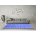 thumbnail image 3 of Ahgly Company Machine Washable Indoor Square Oriental Blue Industrial Area Rugs, 4' Square, 3 of 4