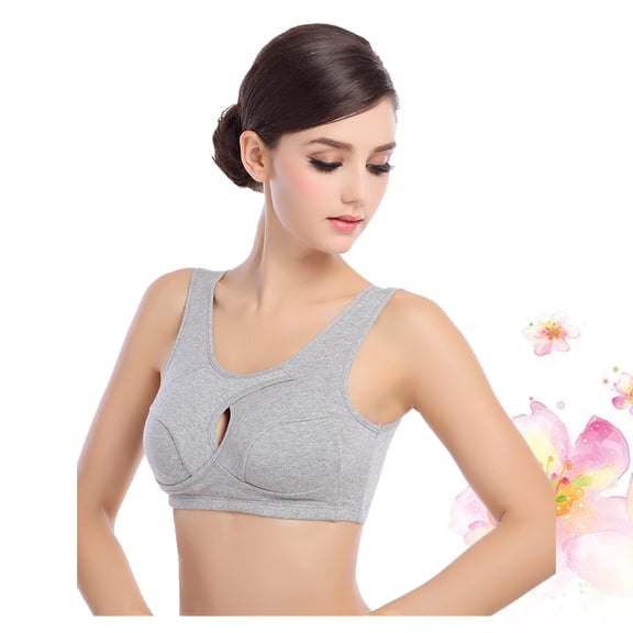 Soimiss No Steel Wire Bra Cotton Sleep Bra for Women's Grey Comfortable and Breathable Size XL