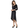 thumbnail image 3 of Women's Velvet Long-sleeved Dress, Formal Cocktail Party Dress With V-neck And Gray, 3 of 3