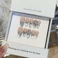 thumbnail image 2 of Crystal French Tip Sparkle Handmade Press on Nails for Women Acrylic Reusable Everyday Medium Almond Silver Fake Nails, 2 of 4