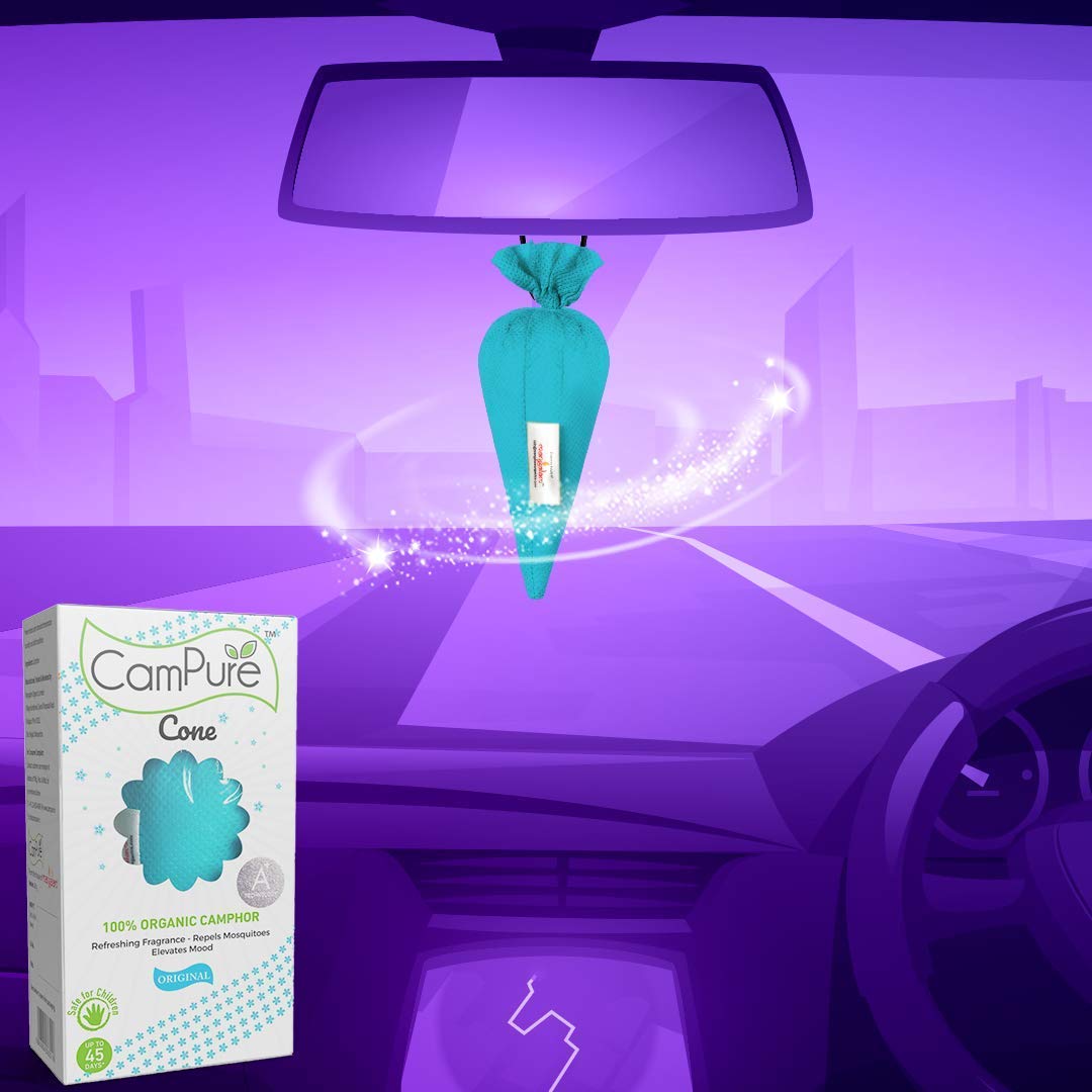 Mangalam Campure Camphor Cone (Original) Pack Of 4 - Room, Car And Air Freshener & Mosquito Repellent, Bar