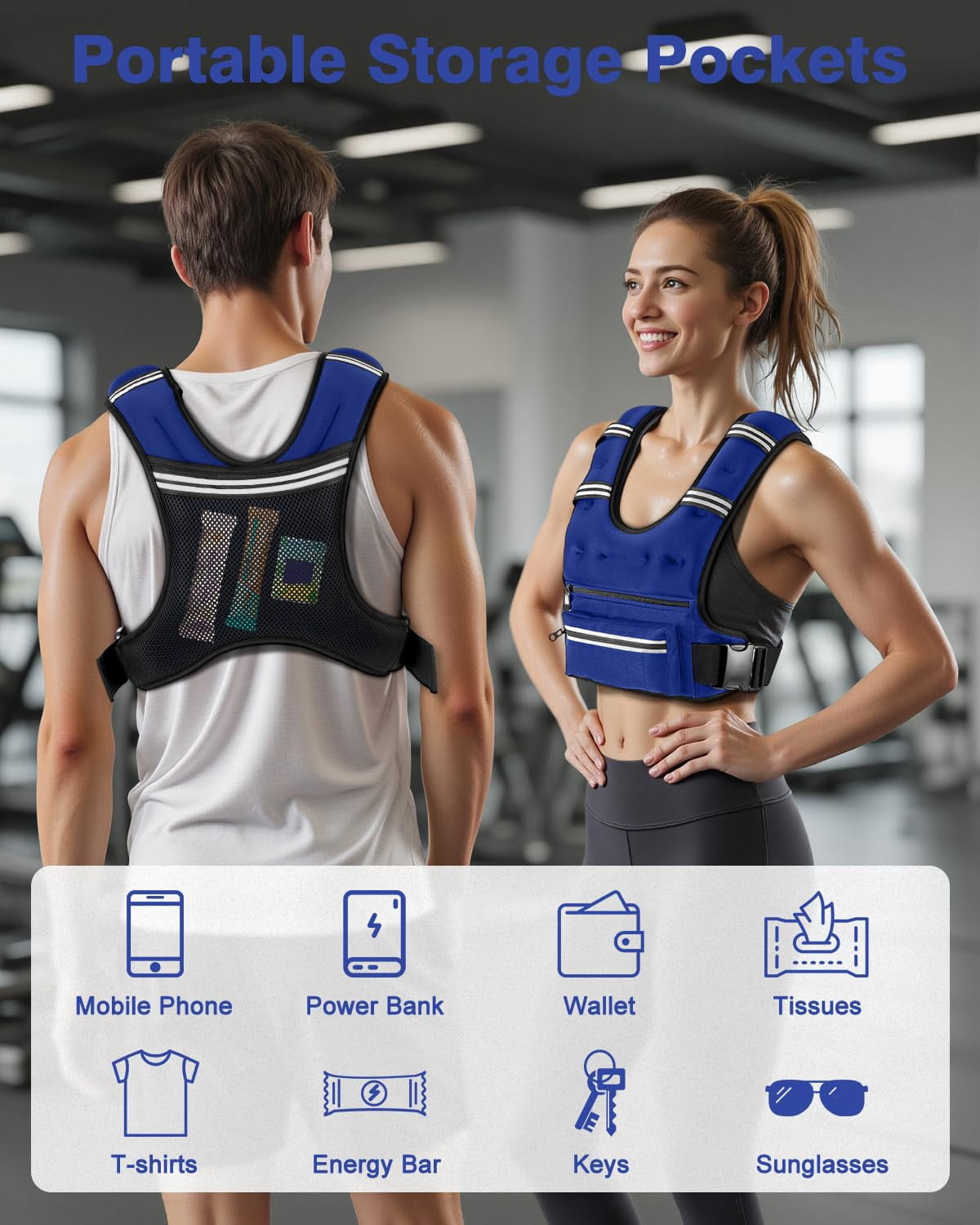 Blue 8 lb Weighted Vest for Workout Running Walking