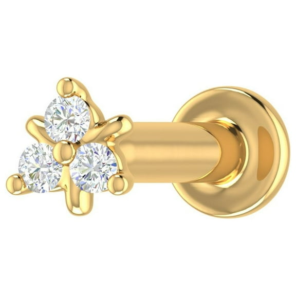 0.03 Carat 3-Stone Diamond Nose Pin Stud in 18K Yellow Gold (SI1-SI2 Clarity)