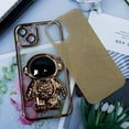 thumbnail image 4 of Funda 6D Bling Astronaut para iPhone 13, con baño líquido, brillo flotante y arena movediza, para mujer y niña, dorada (astronauta fijo, sin soporte), 4 of 8