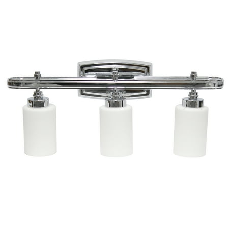 All the Rages Essentix 3-Light Metal Vanity Fixture with Opaque Shade in Chrome