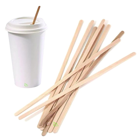 [500 Pack] Wooden Coffee Stirrer Sticks 7.5 inch - Bio Degradable, Eco Friendly Beverage Stirrers, Splinter Free Birch Wood - Disposable Drink Stir Stick for Tea, Beverage, Coffee and Arts & Crafts