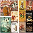 thumbnail image 2 of Letrero de hojalata vintage de cerveza, letrero de metal de whisky, placa decorativa para pared, decoración de pub, bar, cueva de hombre, club, 2 of 5