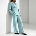 thumbnail image 5 of Women's 2 Piece Outfits Matching Lounge Sets Wrap Tops and Pants Fall Business Suit Set Dressy Pantsuits Women's Casual Business Office Suit, 5 of 7