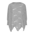thumbnail image 4 of XPMWRP Women's Fashion Solid Color Long Sleeved Sweaters Knitted Elegant Loose Sweater Round Neck Casual Tops Fall Outfits Gray XXXXXL, 4 of 8