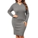 thumbnail image 1 of Vestido de suéter de talla grande Agnes Orinda para mujeres, vestido midi con capucha de manga larga 3X gris, 1 of 6