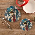 thumbnail image 2 of SKYSONIC 2 pcs Traditional Japanese Geisha Pot Holders Trivets, Heat Resistant Trivets,Dragon Crane Wave Cotton Thread Weave Mats for Hot Pads Pans Pot Bowl Teapot, 2 of 7