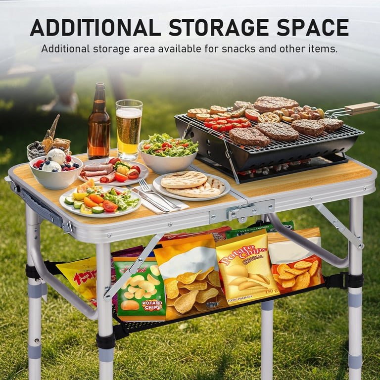 Ktaxon 2' Portable Folding Table with Adjustable Mesh Storage Bag