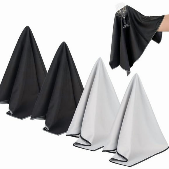 Sinland Chiffons de Polissage en Microfibre pour Verres à Vin, Serviettes de Séchage Sans Peluches, Vaisselle, Ustensiles en Acier Inoxydable, Gris 20 Pouces X 25 Pouces (4 Packï142Grey+2Blackï14, 20 Pouces X 25 Pouces)