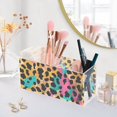 thumbnail image 5 of Soft Color Leopard Print Acrylic Pencil Pen Holder Cup 4 Compartments Desktop Organiser 7.87"x2.78"x3.54", 5 of 7