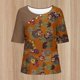 thumbnail image 5 of Tops Florales para las Mujeres Impreso Suéter Cuello Redondo Manga Corta, Ligero Y Casual Tops Cortos para las Mujeres, 5 of 5