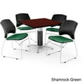 thumbnail image 3 of OFM Core Collection Breakroom Bundle, 36" Square Metal Mesh Base Multi-purpose Table in Mahogany, 4 Stars Stacking Chairs in Coral Pink (PKG-BRK-017-0040), 3 of 5