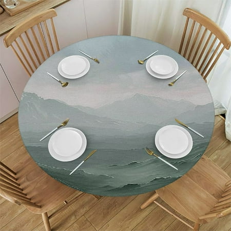 

Patifu Mountain Sky Clouds Round Table Cover Stain Resistant Washable Indoor Outdoor Tablecloth Kitchen Dining Wedding Parties 100% Polyester Table Cloth 31 -35