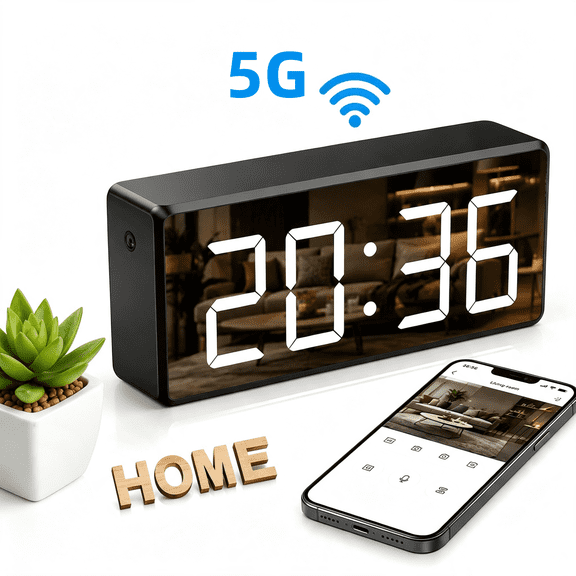Rixvaxt Smart clock camera, 4K home security indoor camera, nanny cam, supports 5G & 2.4G dual-band WiFi, wireless security camera, two-way talk, full-color night vision.