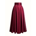 thumbnail image 7 of Women's Vintage Style Midi Skirt with Hidden Side Pockets and Flared Hem, Soft Stretch Fabric for All Day Comfort Wine S, 7 of 7