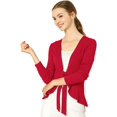 thumbnail image 1 of Women's Tie Front Metallic Ruffled Long Sleeve Open Cardigan, 1 of 6