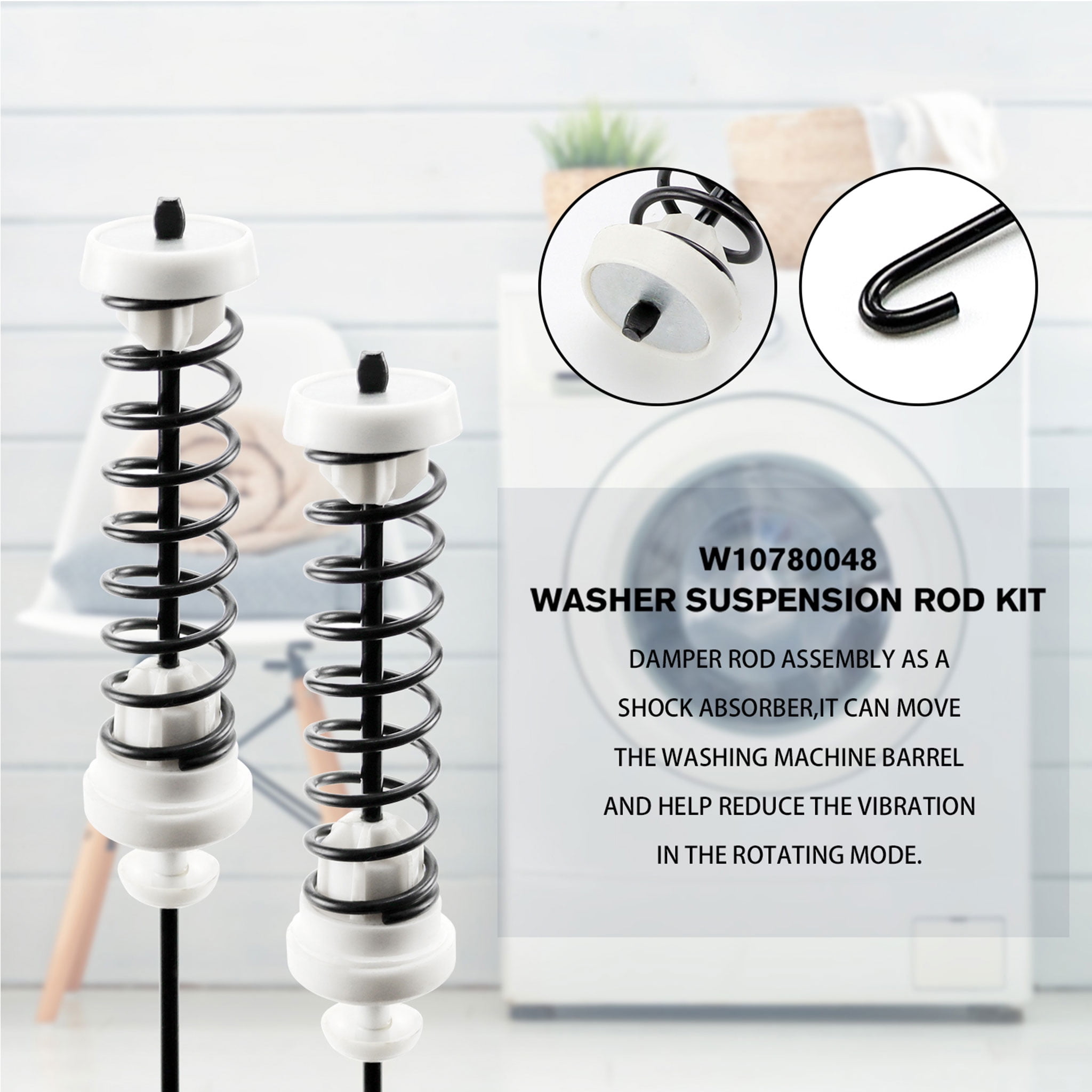 Beaquicy W10780048 Washer Suspension Rod Kit Replacement for Whirlpool Washing Machine