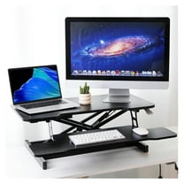 Standing Desk Converter, 32" Height Adjustable Sit to Stand Up Desk Workstation, Dual Monitor Riser with Keyboard Tray, Desktop Riser for Home Office (Black)