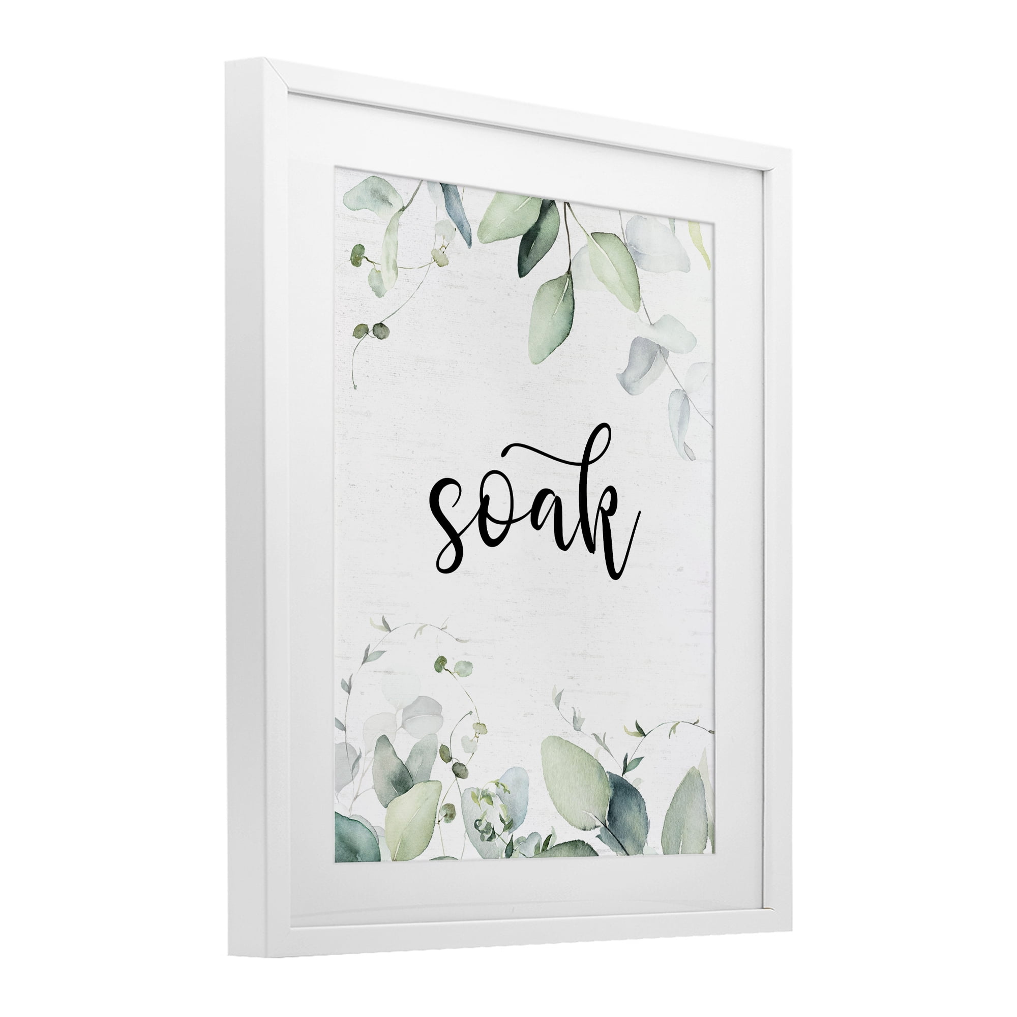 Soak Leafy Herbs White Framed Print Under Glass, design by Lettered and Lined