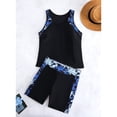 thumbnail image 6 of BODOAO Women's 2 Piece Tankini Swimsuit, Floral Print Athletic Racerback Tank Top and Boy Shorts, Stretchy Quick Dry Bathing Suit for Beachwear Swimwear Outfit Blue 2XL, 6 of 9
