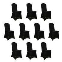 Balsa Circle 10 pcs Black Spandex Stretchable Folding Solid Chair Covers Party Wedding Banquet Decorations