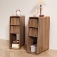 thumbnail image 3 of Lisicues Narrow Nightstand 2 Drawers with Open Shelf, Mid Century Modern Nightstands End Table, 2-Pack, Walnut, 3 of 8