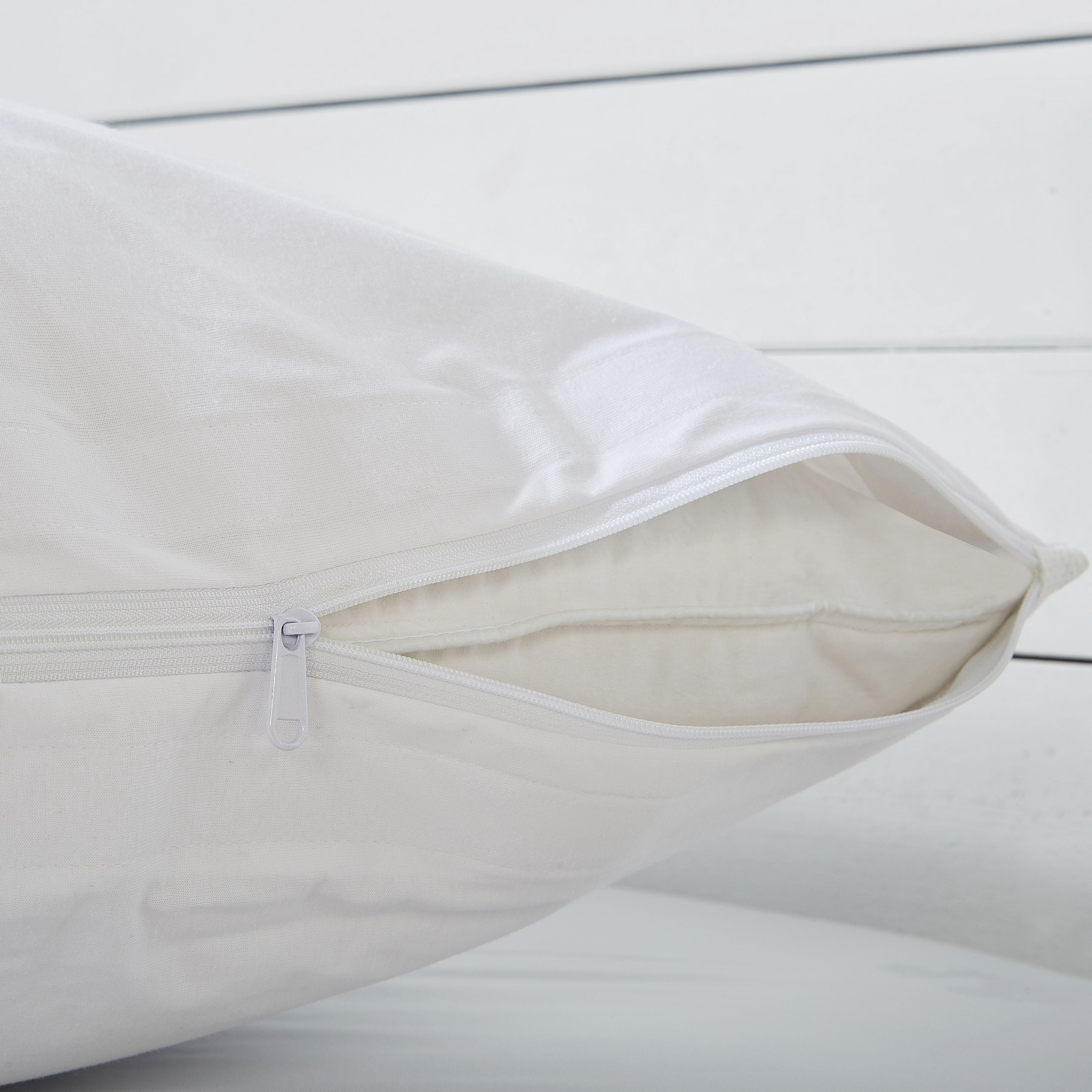 Fresh Ideas Cotton Zippered Pillow Protector, Euro