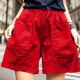 thumbnail image 2 of Ierhent Shorts for Women Trendy Womens Shorts High Waisted Running Shorts Pocket Sporty Shorts Gym Elastic Workout Shorts(Red,M), 2 of 7
