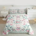 thumbnail image 2 of Homewish Cute Bowtie Ribbon Queen Comforter Set,Retro Rustic Flower Bedding Sets,Green Pink Bedding Comforter Set For Girls Kids,Super Cozy Room Decor Reversible,3 Pieces, 2 of 8