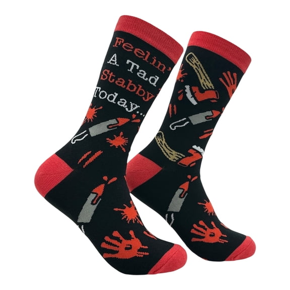 Feeling A Tad Stabby Today Socks Funny Sarcastic Knife Graphic Novelty Footwear for Ladies