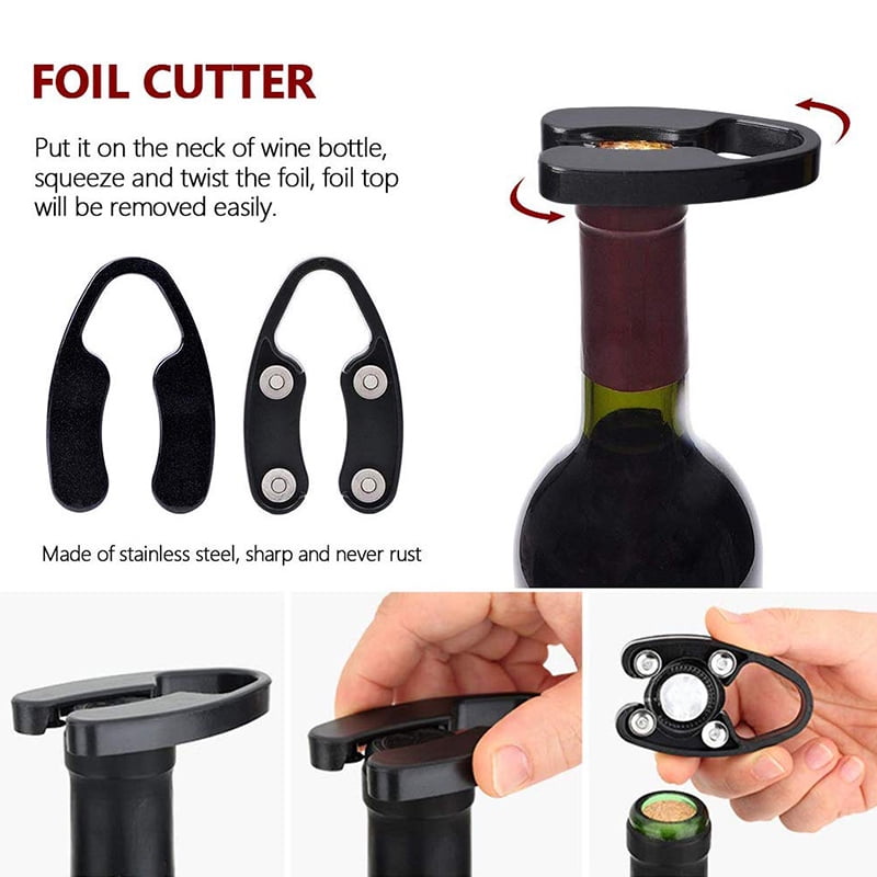 Wine Air Pressure Pump Opener Set Wine Opener Wine Aerator Pourer 4PCS Set Vacuum Stopper Wine Accessories Wine Bottle Cork Remover Pump Tool Kit Corkscrew with Foil Cutter 