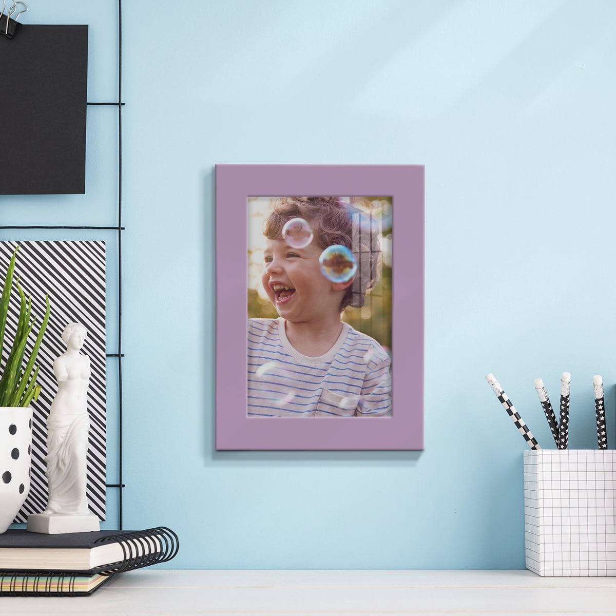 Modern Real Wood 5x7 inch Picture Frame in Violet