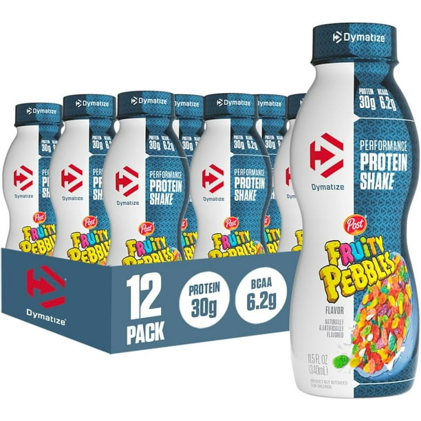 Performance Protein Shake, Fruity Pebbles, 30g of Protein, 6.2g BCAA for Muscle Recovery, No Added Sugar, Low Fat, 24 Vitamins and Minerals, Gluten-Free, Ready to Drink, On-the-Go Snack, 11.