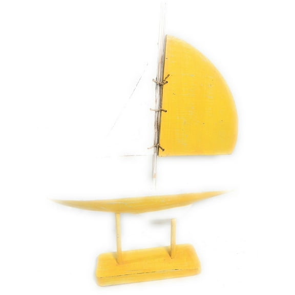 Racing Sailboat 20" Wooden - Yelow Nautical Decor Accent | #Ort1701948y