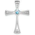 thumbnail image 3 of 14k White Gold Blue Topaz and Diamond Cross Chain Slide - 26.75mm, 3 of 6