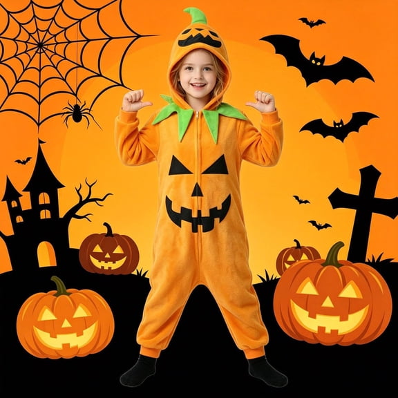 Halloween Pumpkin Onesie Pajamas, Cute Cartoon One Piece Jumpsuit Sleepwear with Funny Design for Cozy Loungewear Home Relaxing