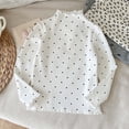 thumbnail image 4 of FAVIPT Long Sleeve Shirt for Kids Girls Polka Dots Ruffled Hem T-Shirts Casual Cute Comfortable Pullover Tops White,4 Years, 4 of 5