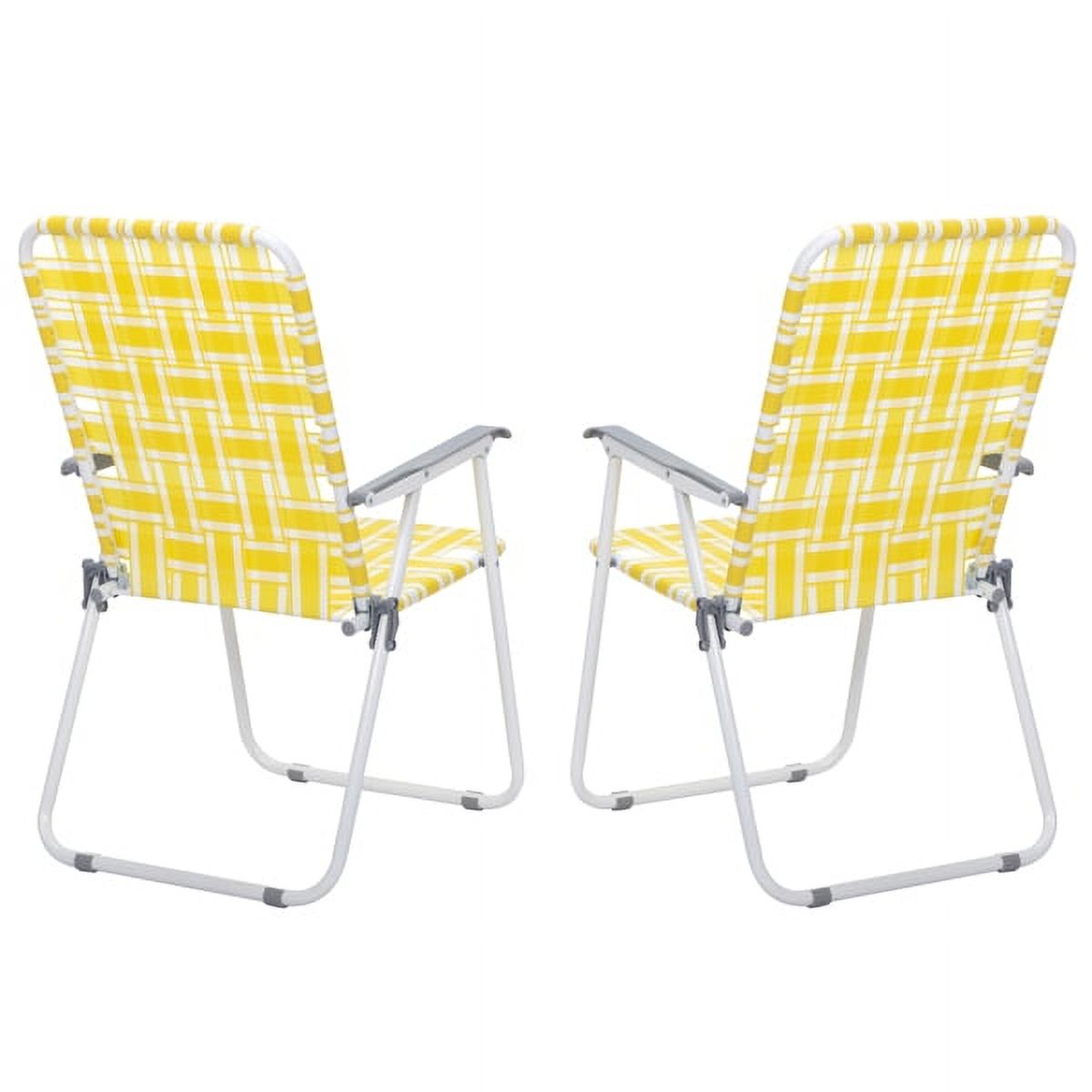 2pcs Steel Tube PP Webbing Bearing 120kg Folding Beach Chair Yellow & White Strip 230746 - image 3 of 9