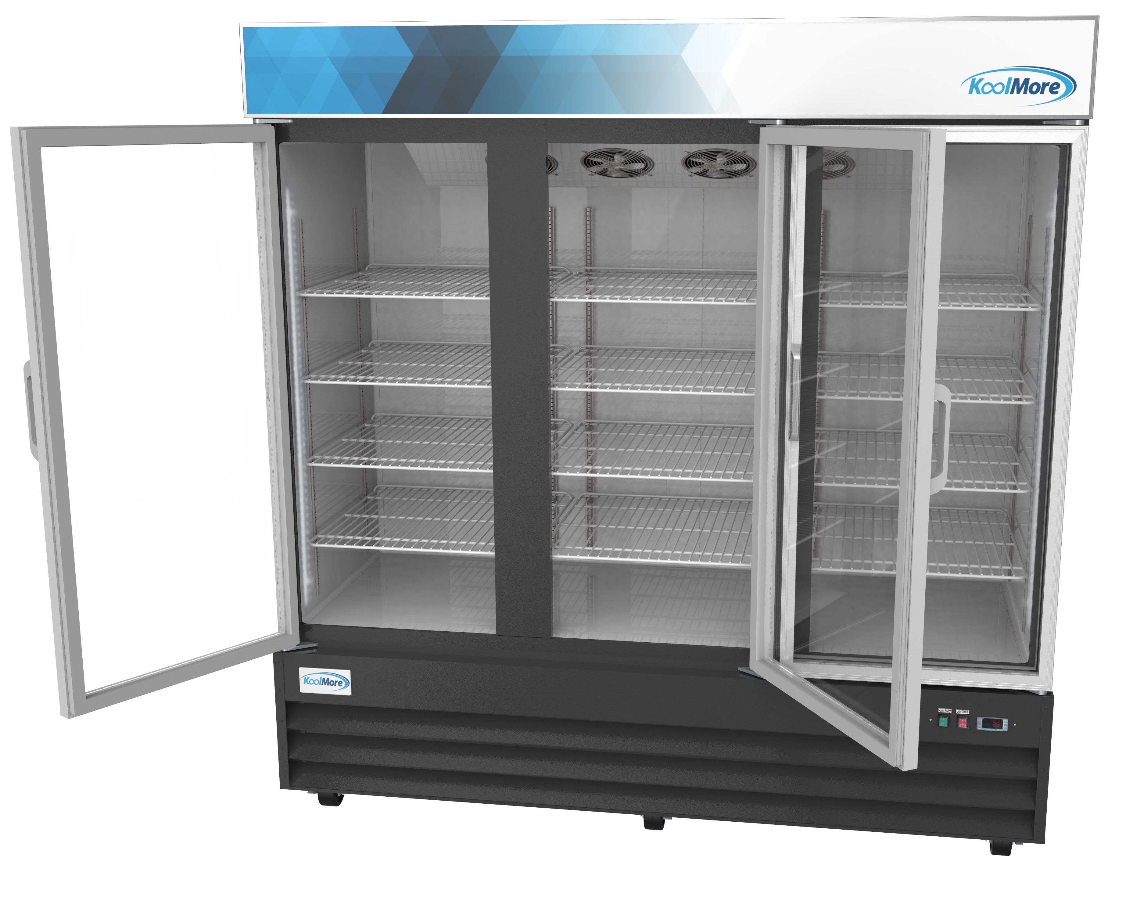 Koolmore 78 1/4" Commercial Glass 3 Door Display Refrigerator Merchandiser - Upright Beverage Cooler with LED Lighting - 53 Cu. Ft.