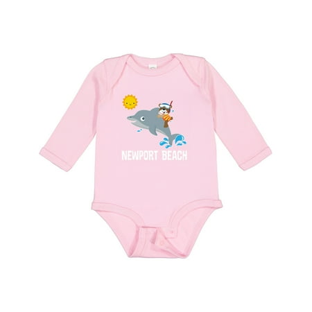 

Inktastic Newport Beach California Dolphin Gift Baby Boy or Baby Girl Long Sleeve Bodysuit