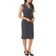 thumbnail image 4 of Vestido de tubo sin mangas con escote en V para mujeres Inspire Chic, vestido de lápiz con cinturón para el trabajo, gris oscuro S, 4 of 6