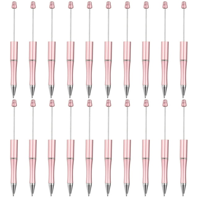 Bolígrafos con cuentas 20 Pack Tinta negra Bolígrafo de plástico creativo DIY para profesor Oficina Manualidades Decoraciones de fiesta Suministros hechos a mano, Rosa
