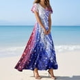 thumbnail image 3 of Wutalume Summer Dresses Patriotic Print - V-Neck Short Sleeve Colorful Sundress for 4th July Parade, Womens Summer Dresses ,Blue L, 3 of 6