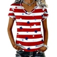 thumbnail image 2 of Iaqnaocc 4th Of July Womens Summer Tops Patriotic Short Sleeve V Neck 250 Anniversary Usa Flag American Flag American Flag Stars Striped Tee Shirts Independence Day 1776 Tee Tops Red XXL, 2 of 7